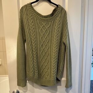 Banana Republic Olive Cable-Knit Crew Sweater